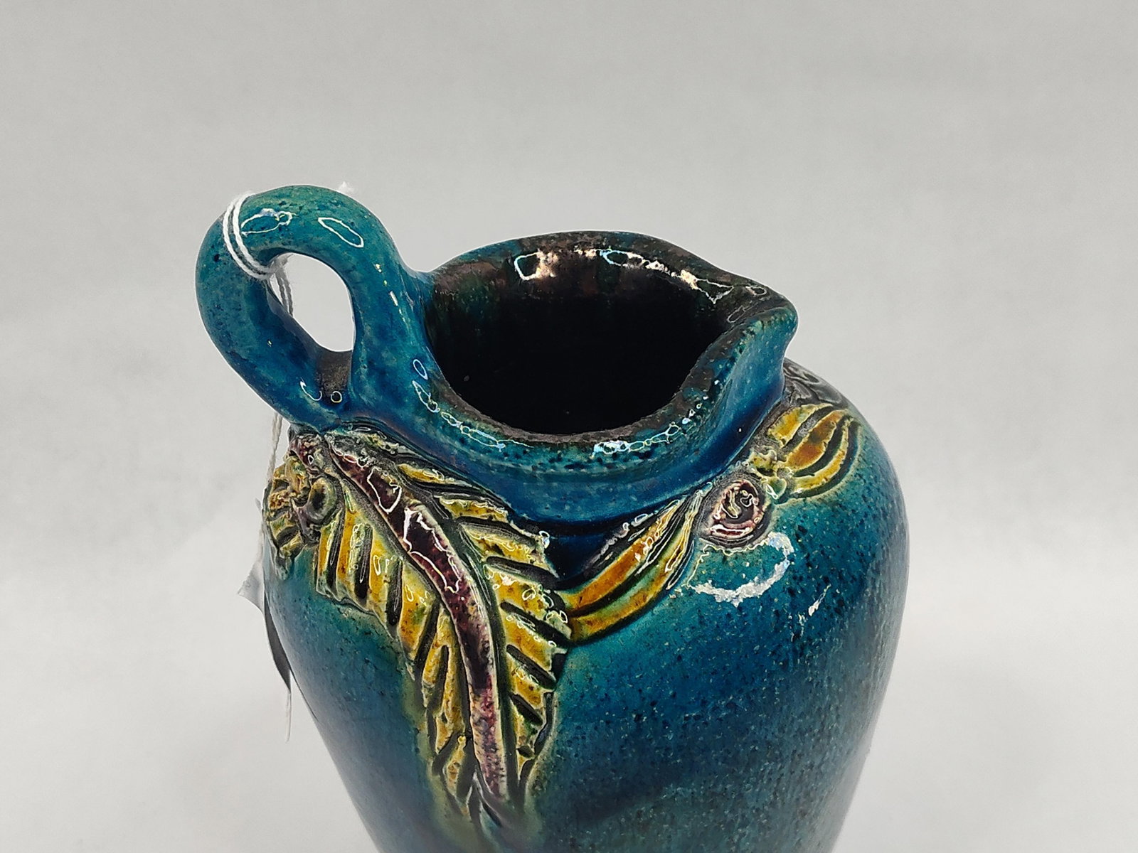 Spanish Glazed Ceramic Pitcher - 2