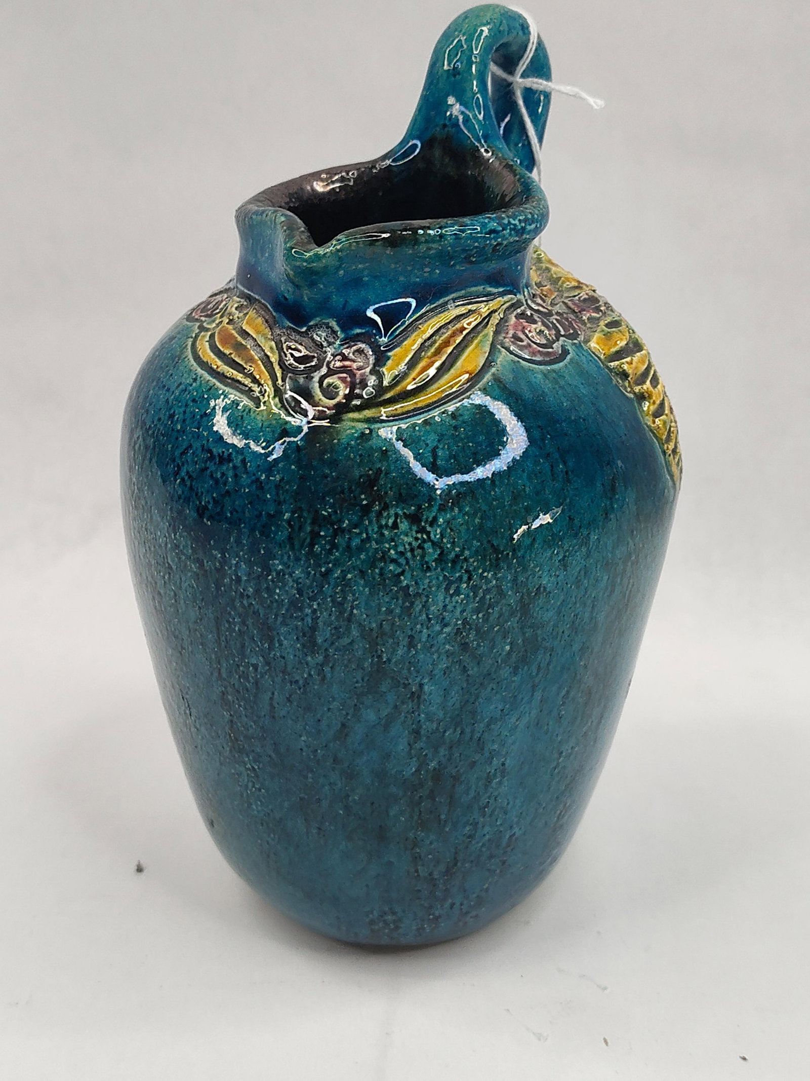 Spanish Glazed Ceramic Pitcher - 3