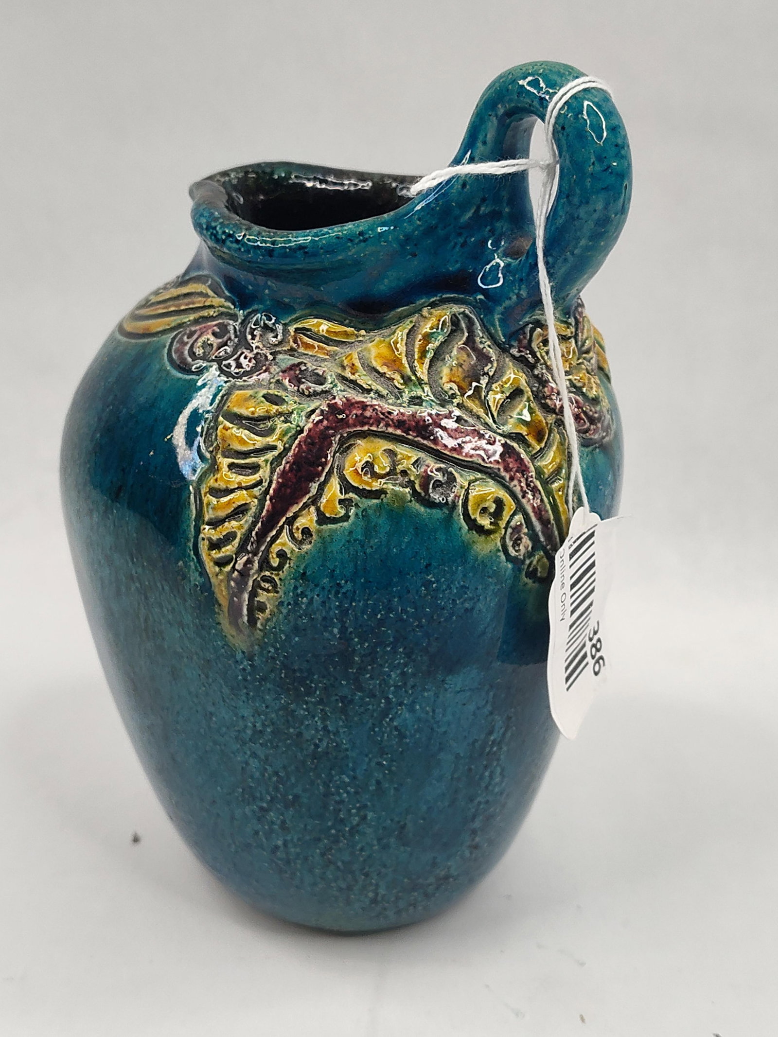 Spanish Glazed Ceramic Pitcher - 4