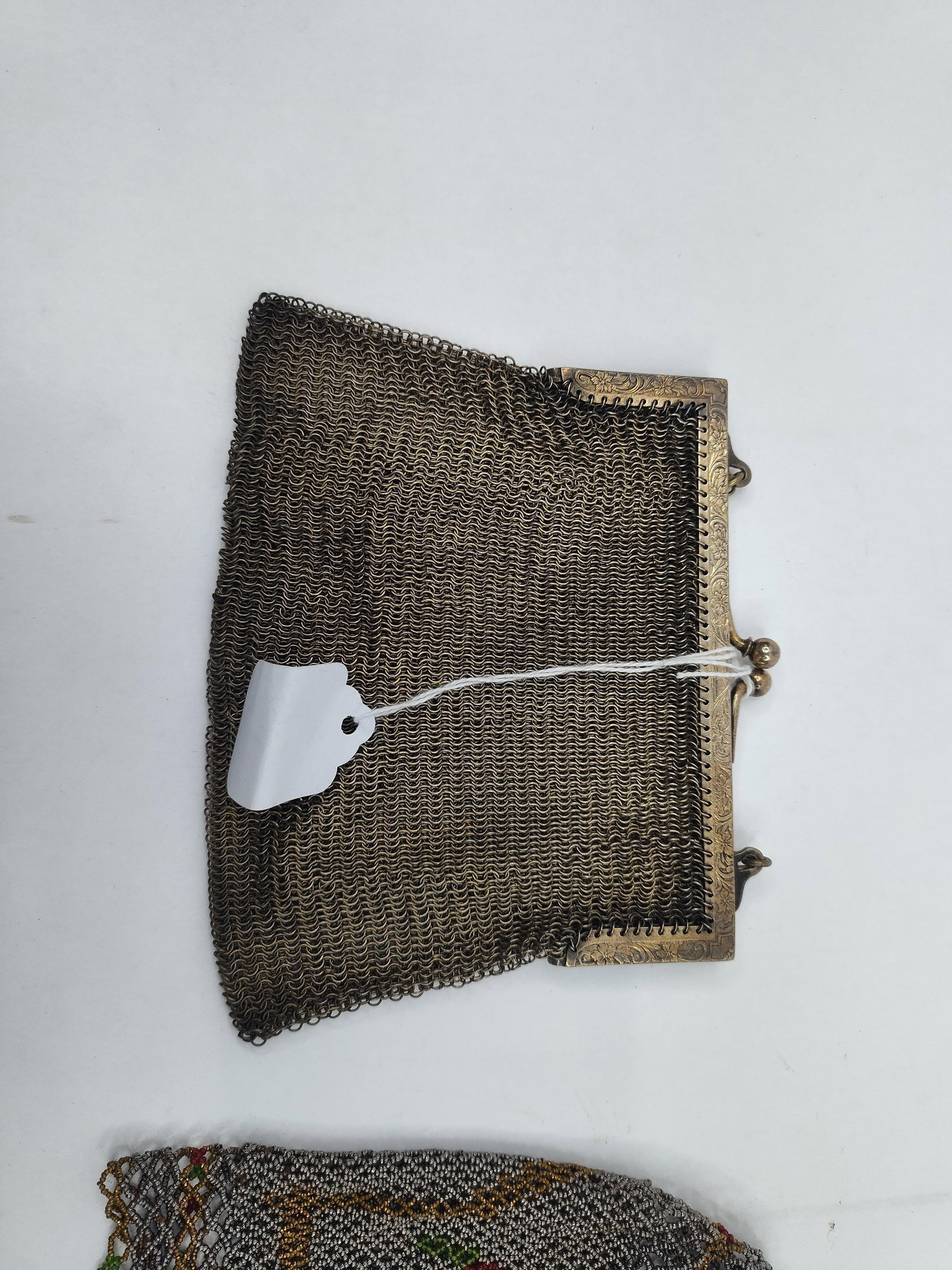 Pair German Silver & Beaded Mesh Purses - 3