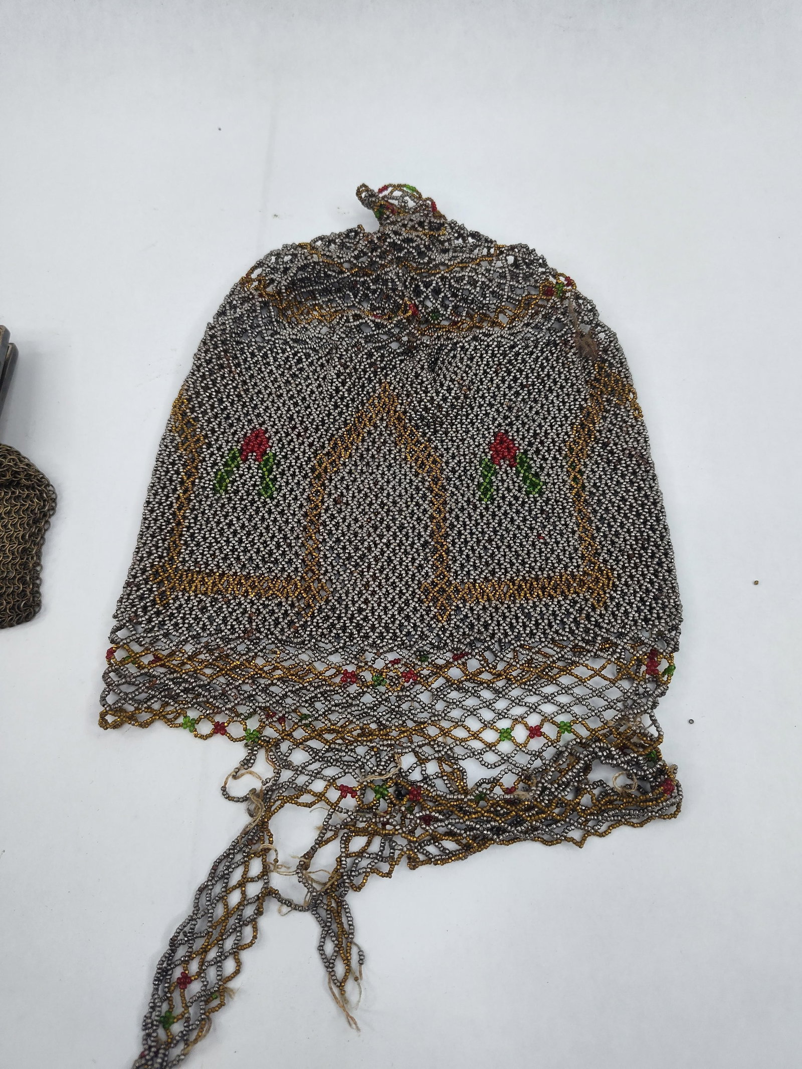 Pair German Silver & Beaded Mesh Purses - 5