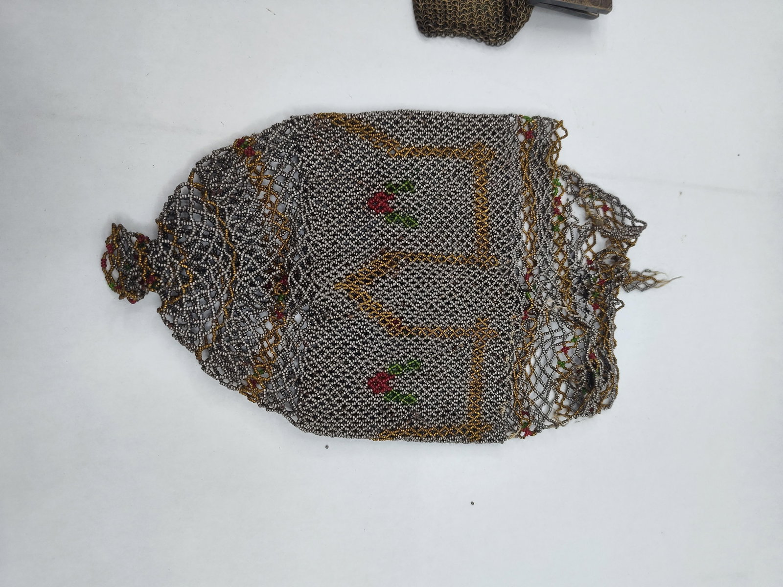 Pair German Silver & Beaded Mesh Purses - 6