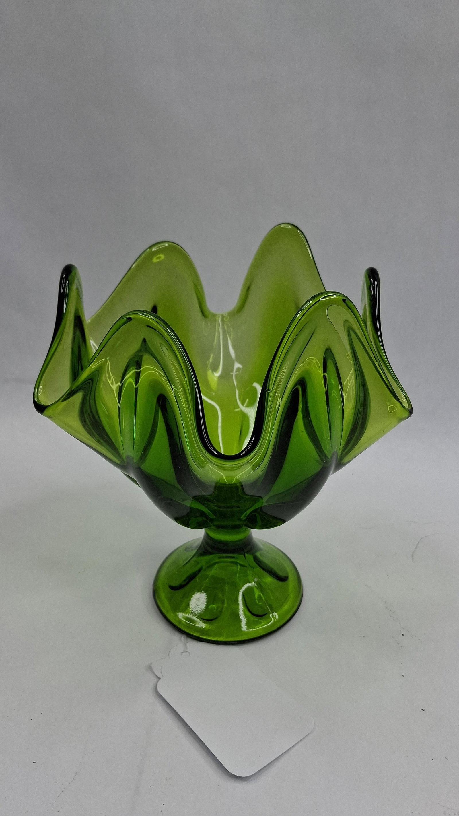 Viking Glass Green Swung Pedestal Bowl (1 of 5)