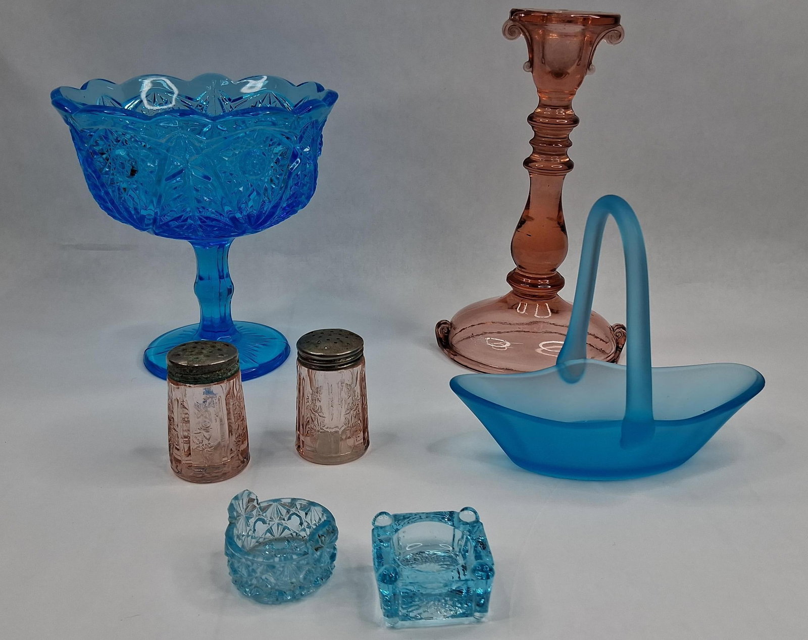 Blue & Pink Pressed Glassware Set (1 of 9)