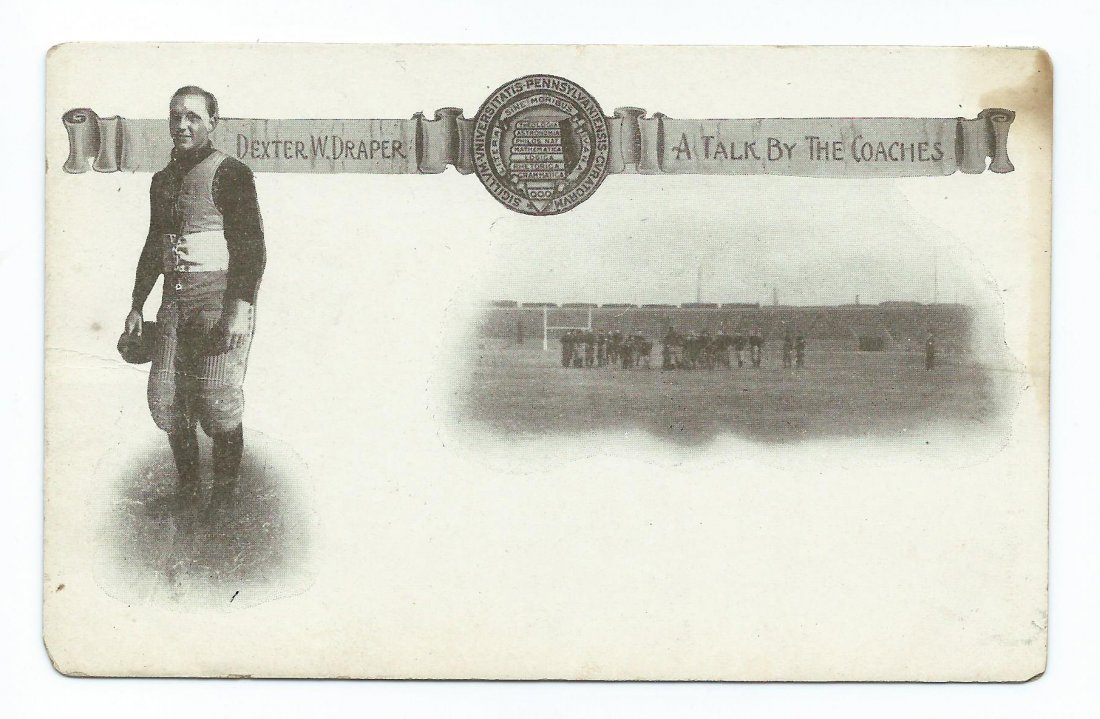 1906 Univ of Penn Football Player Post Card D Draper (1 of 2)