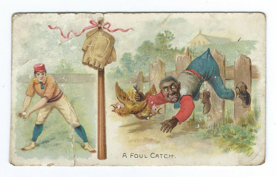 1888 N135 Duke "Talk of the Diamond" Baseball Card #2: This lot is for a 1888 N135 Duke "Talk of the Diamond" Baseball Card entitled "A Foul Catch". The card is blank backed. See scans for condition details.