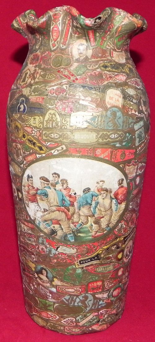 Circa 1900 Football Themed Cigar Band Decorated Vase (1 of 7)