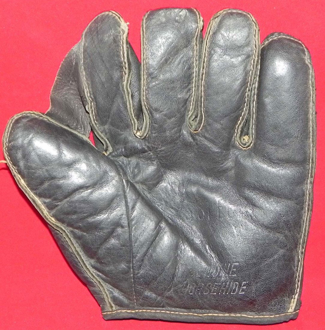 Circa 1910 Full Web Black Leather Baseball Glove (1 of 2)