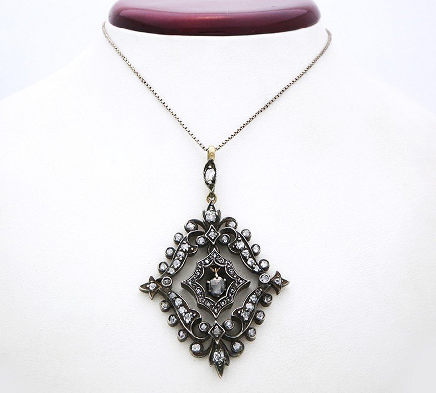 Antique Gold & Silver Diamond 20" Necklace (1 of 5)