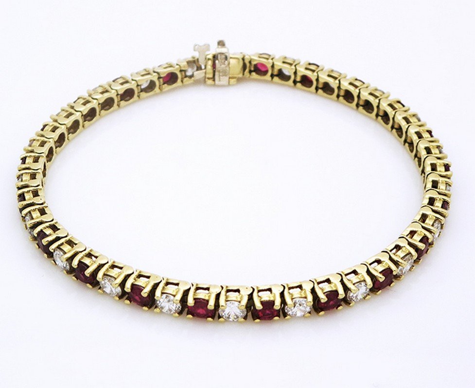 18k Yellow Gold Diamond & Ruby Bracelet (1 of 4)