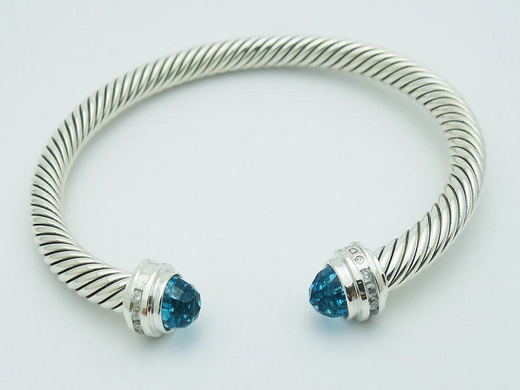 David Yurman 925 Sterling Bracelet Blue Topaz & (1 of 4)