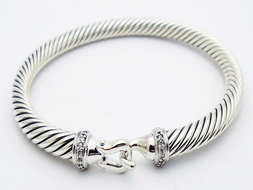 David Yurman 925 Silver Bracelet & Pave Diamonds (1 of 4)