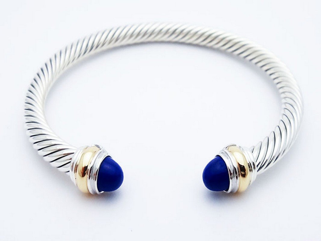 David Yurman 925 Silver Cable Bracelet Lapis Lazuli 14K (1 of 5)