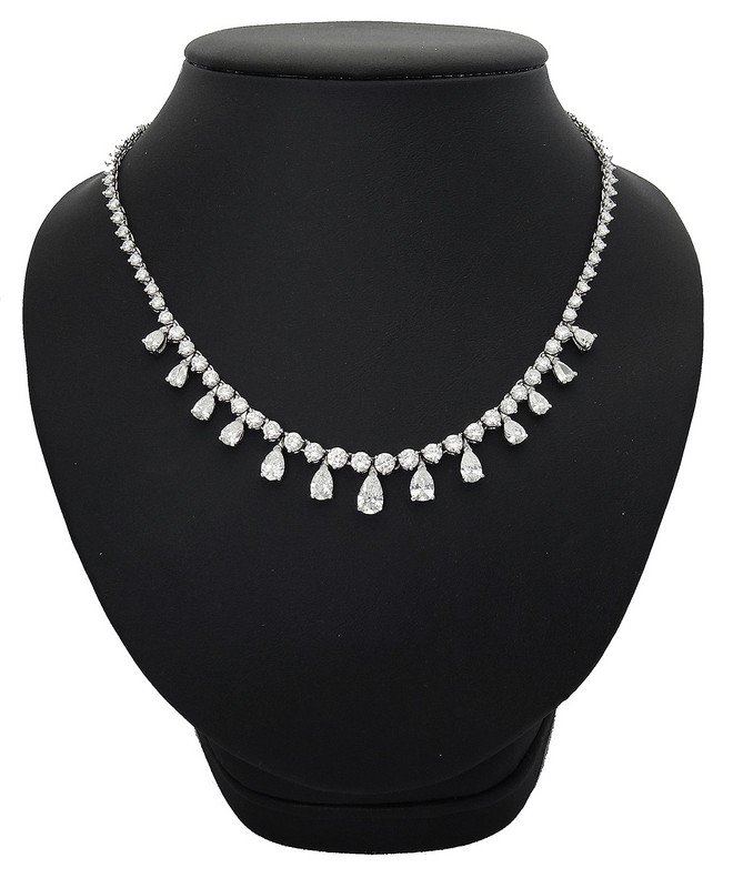 Graff Plat Brilliant Round & Pear Cut Diamond Necklace (1 of 4)