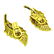 Pair of 18k Gold leaf earrings Diamonds & Sapphires - 3