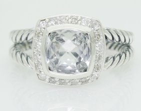 David Yurman 925 Sterling Silver Topaz & Diamond Ring (1 of 5)