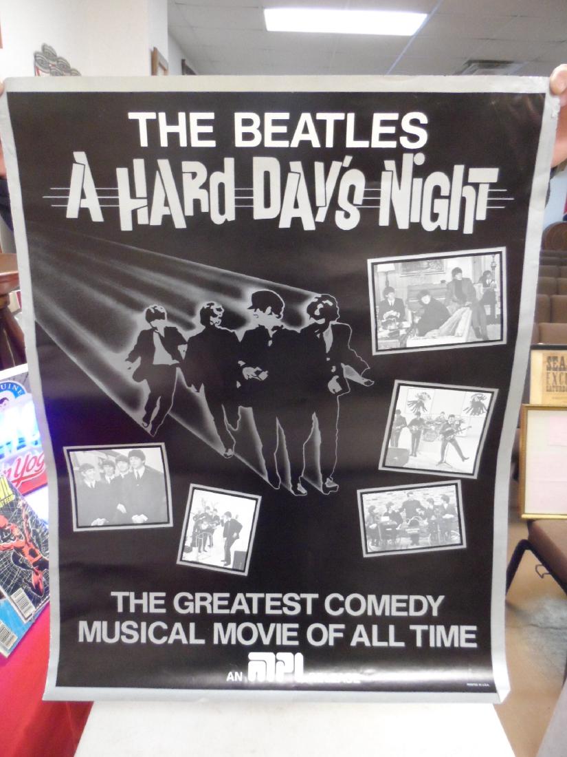 The Beattles A Hard Day's Night Movie Poster: The Beattles A Hard Day's Night Movie Poster. Good Condition. 28" x 22"