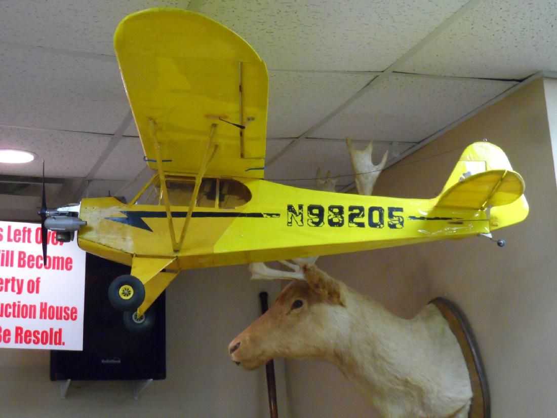Gasoline Engine Model Air Plane: Gasoline engine model air plane with Master American engine. Measures 46" long prop to tail, wing span 56". Second Master American engine with land gear included. Right wing has slight repairable dama