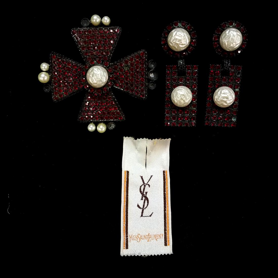 Vintage Yves Saint Laurent Brooch and Earring Set (1 of 7)