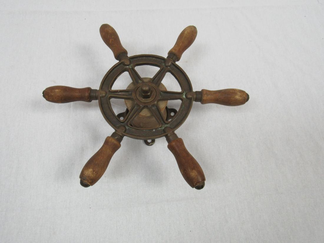 Vintage Perko Brass and Wood Ships Wheel: Vintage Perko Brass and Wood Ships Wheel, 12.5" x 3.5", patent 1950, overall excellent condition