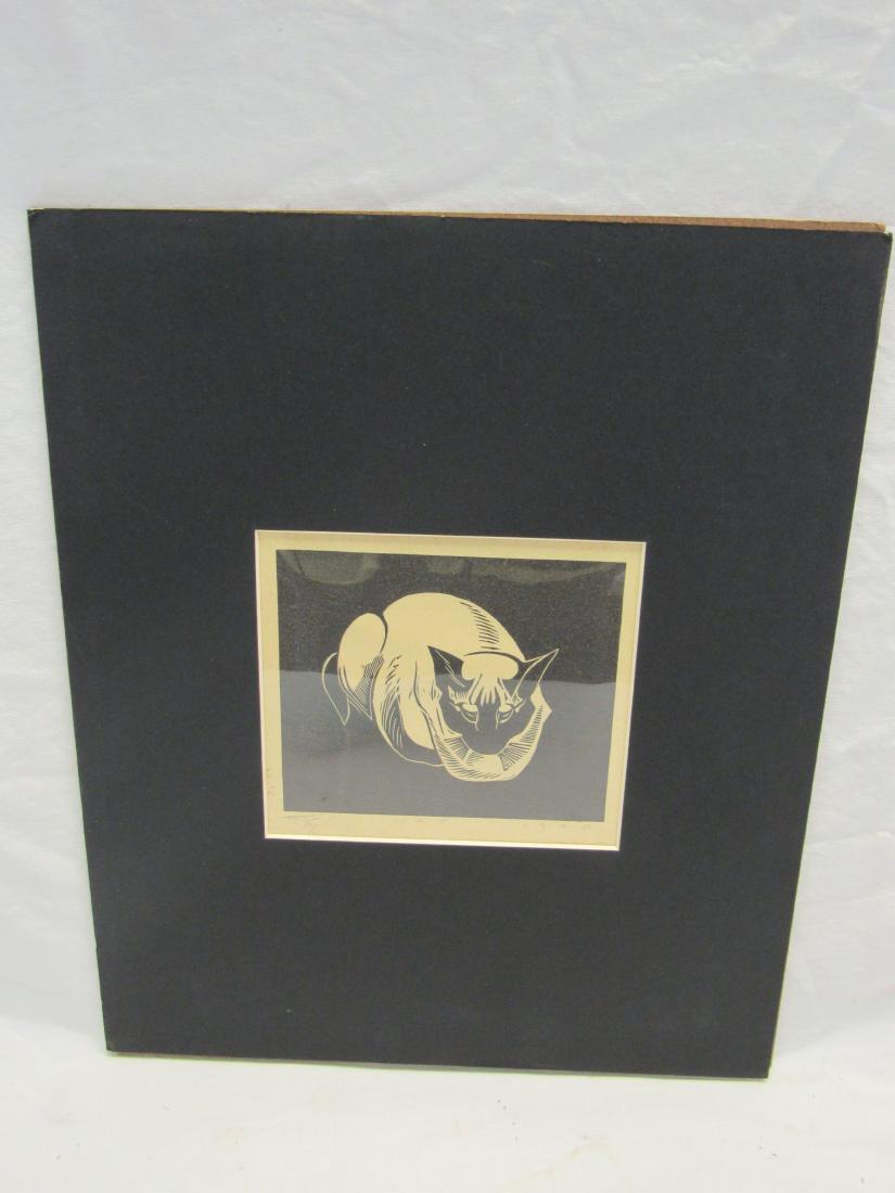Earl Washington Wood Block Print, Cat: Earl Washington Wood Block Print, Cat. Matted measures 11 x 13.75". Signed lower left corner, artist proof.