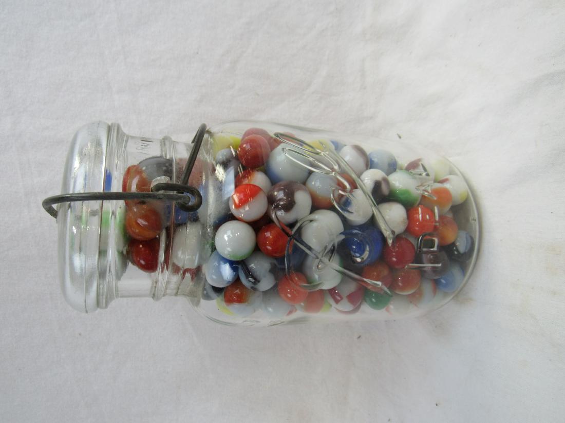 Quart Size Ball Mason Jar w/ Vintage Marbles: Quart Size Ball Mason Jar full of Vintage Marbles