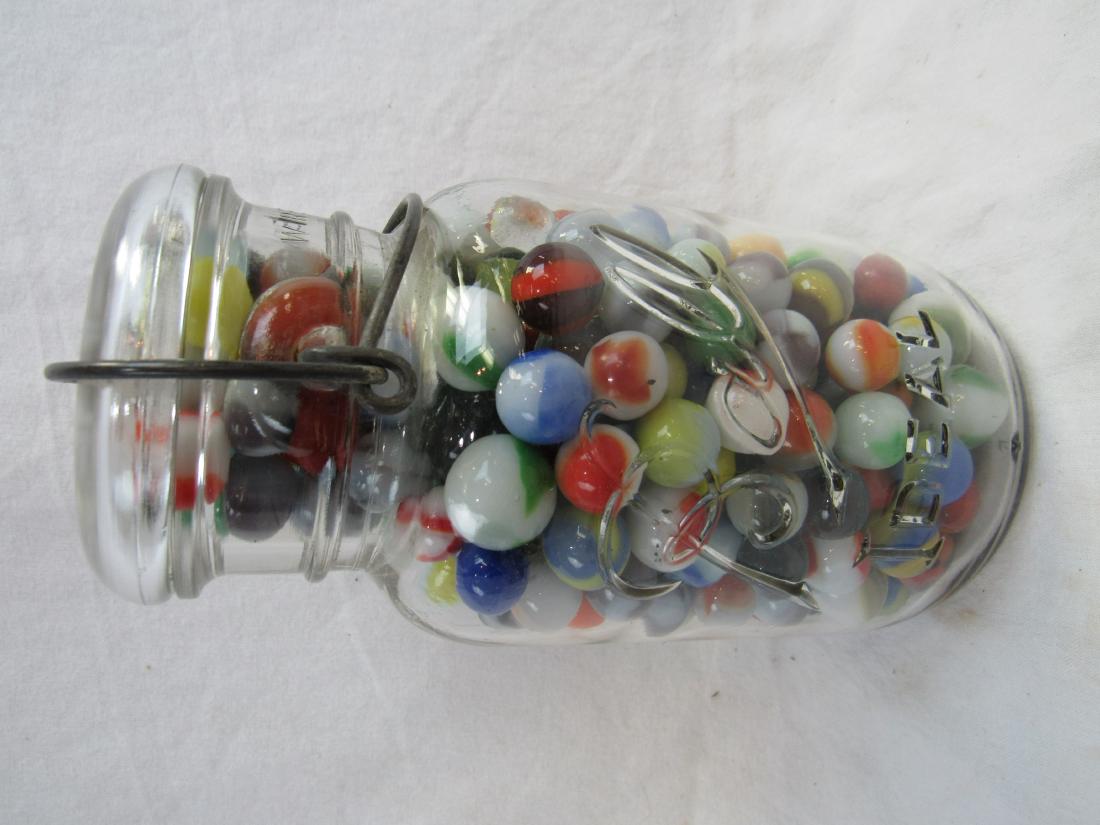 Quart Size Ball Mason Jar w/ Vintage Marbles: Quart Size Ball Mason Jar full of Vintage Marbles