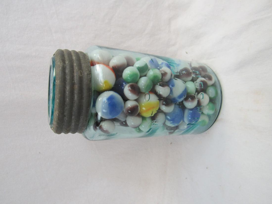 Antique Atlas Mason Jar with Vintage Marbles: Antique Quart Atlas Mason Jar with Vintage Marbles.