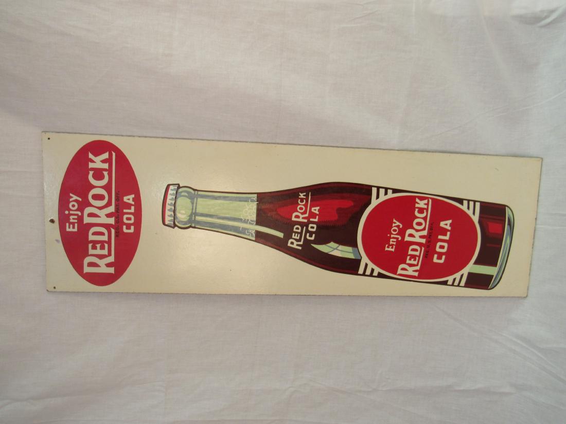 NOS Red Rock Masonite Sign: NOS Enjoy Red Rock Bottle Masonite Sign. Sign in overall excellent condition. Measures 10x33"