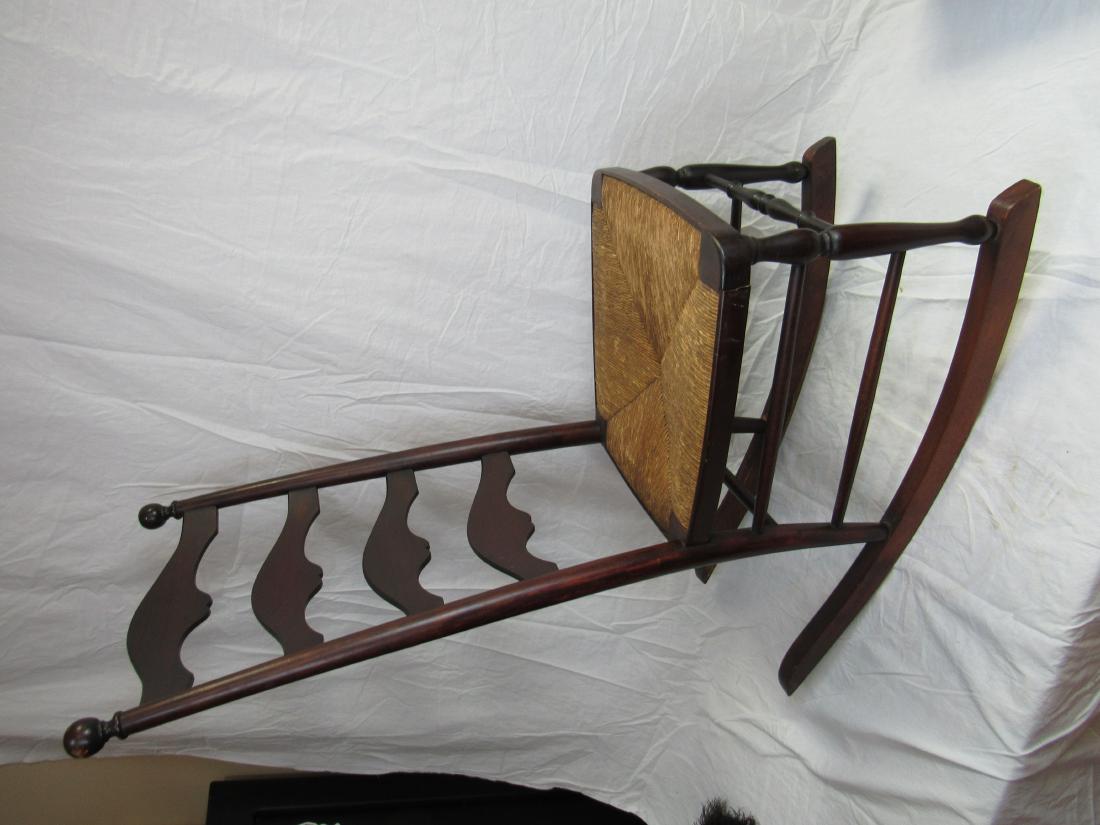 Antique Mahogany Lancashire Rocking Chair: Antique Mahogany Lancashire rush bottom rocking chair. In excellent condition. Measures 37" x 16.5" x 28"