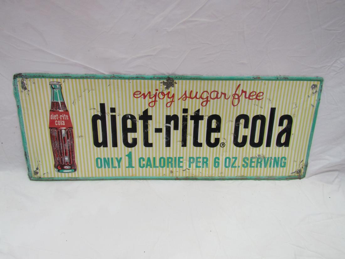 1950's Diet-Rite Cola Sign: 1950's Diet-Rite Cola Sign. In overall good condition. Measures 32x12"
