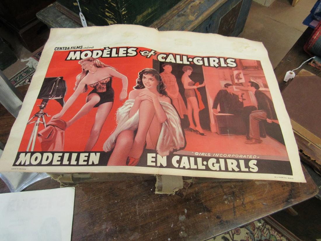 Lot of 2 Belgium Movie Posters, Roger Corman: Lot of 2 Vintage Belgium Movie Posters. One movie , Roger Corman Naked Angels, measures 21.25x14". Models of Call Girls, measures 21x14. Both in overall very good condition.