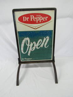 Two Early Dr Pepper Signs In Original Bracket: Two Early Dr Pepper Signs In Original Bracket: Both Signs In Good to Very Good Condition, Some Discoloration & Rust As Photographed Measure 20'' x 28''