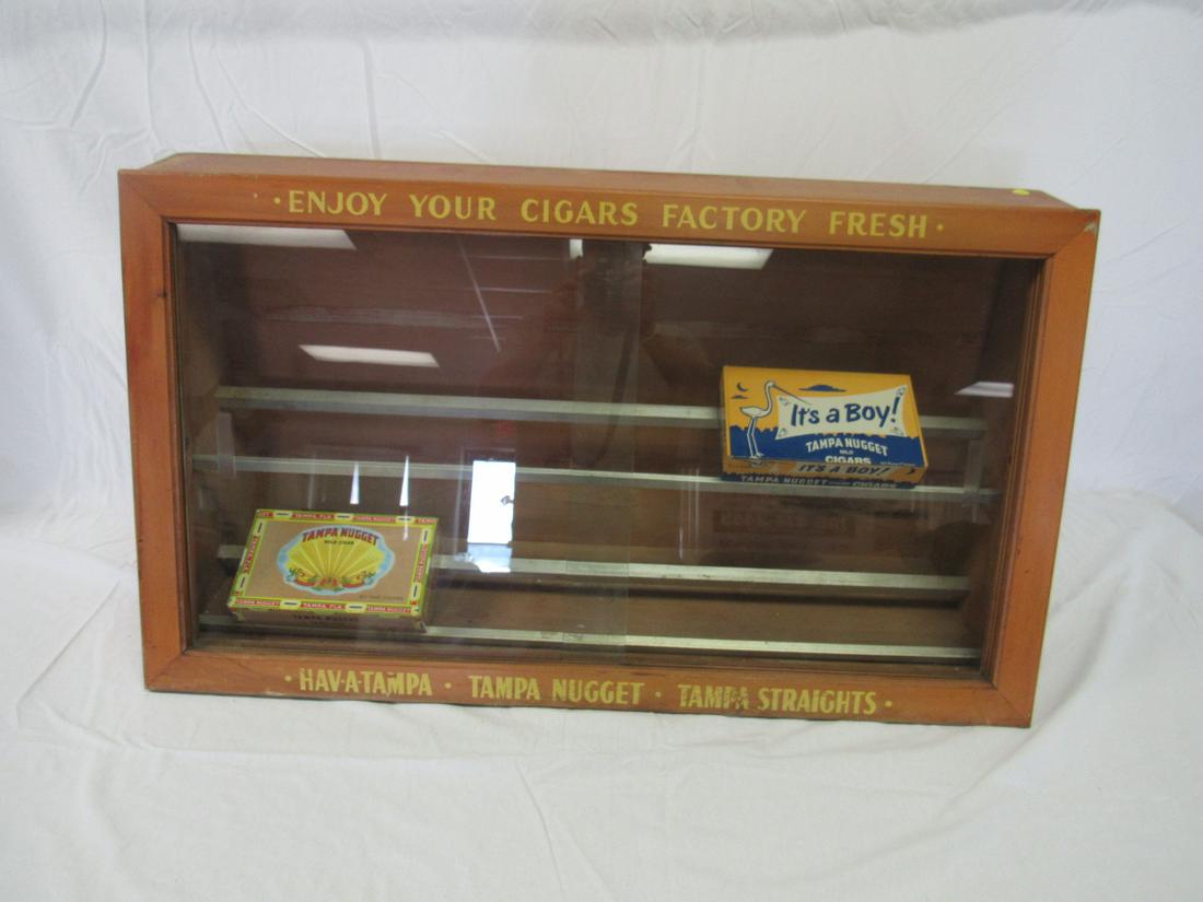 Vintage Tampa Nugget Cigar Display: Vintage Tampa Nugget Cigar Display, Display Overall In Very Good Condition Top Of Display Reads "Enjoy Your Cigars Factory Fresh" Bottom Of Display Reads " Hav-a-Tampa, Tampa Nugget Tampa Straights Me