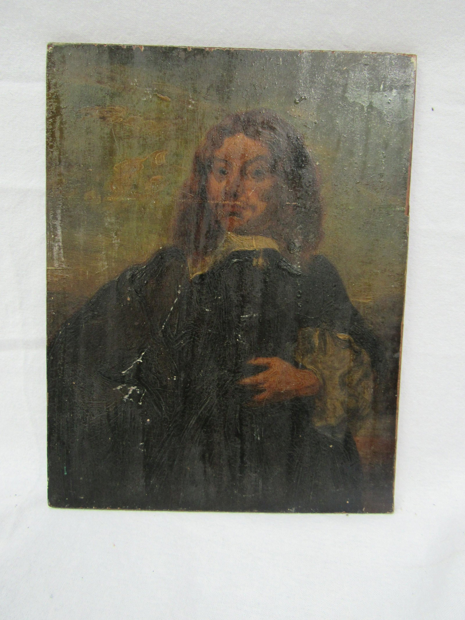 Early Antique Student Portrait, Oil on Board (1 of 2)