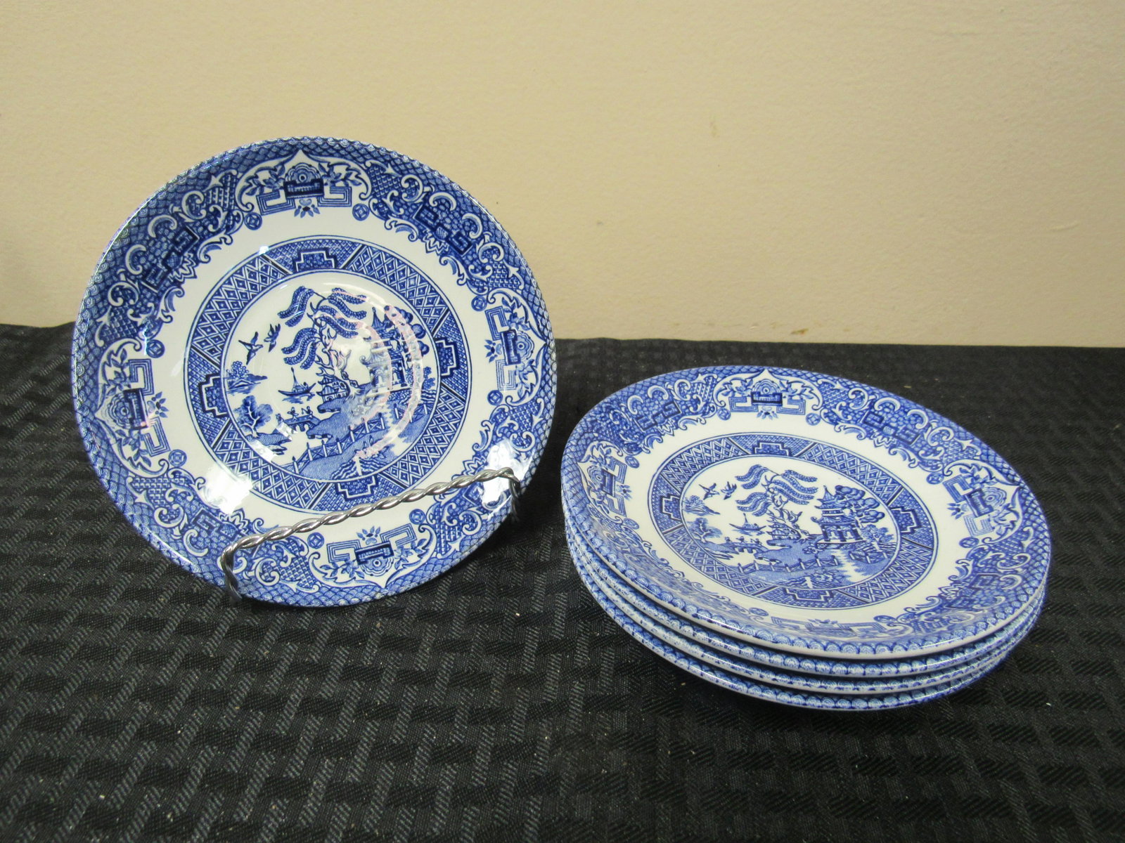 Lot of 5 English Ironstone "Old Willow" Saucers: Lot of 5 English Ironstone "Old Willow" Saucers. Excellent condition. #570