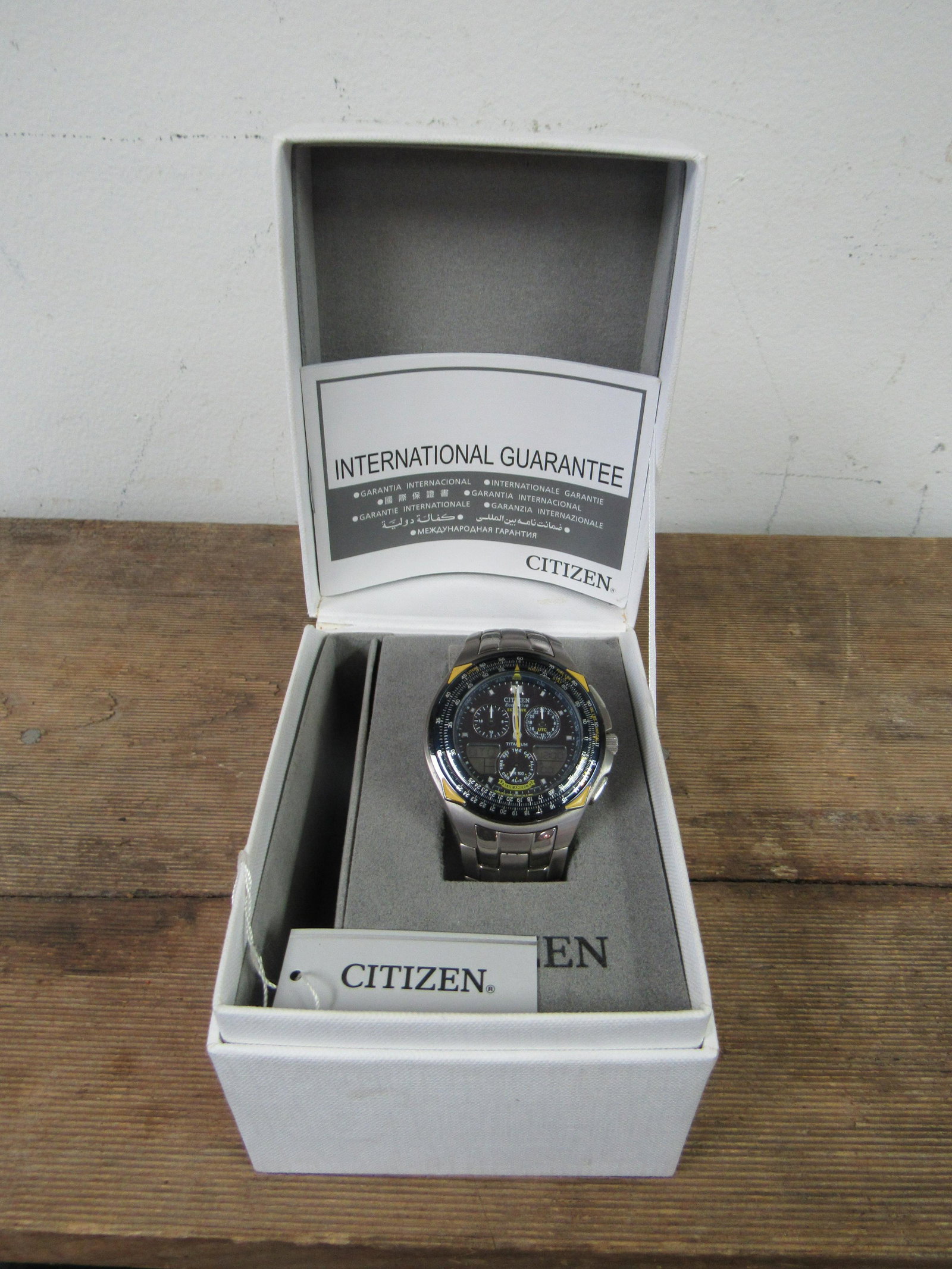 Citizen Eco-Drive Skyhawk Blue Angel Edition Watch: Citizen Eco-Drive Skyhawk Blue Angel Edition Watch. Watch face in excellent condition, band has some wear.