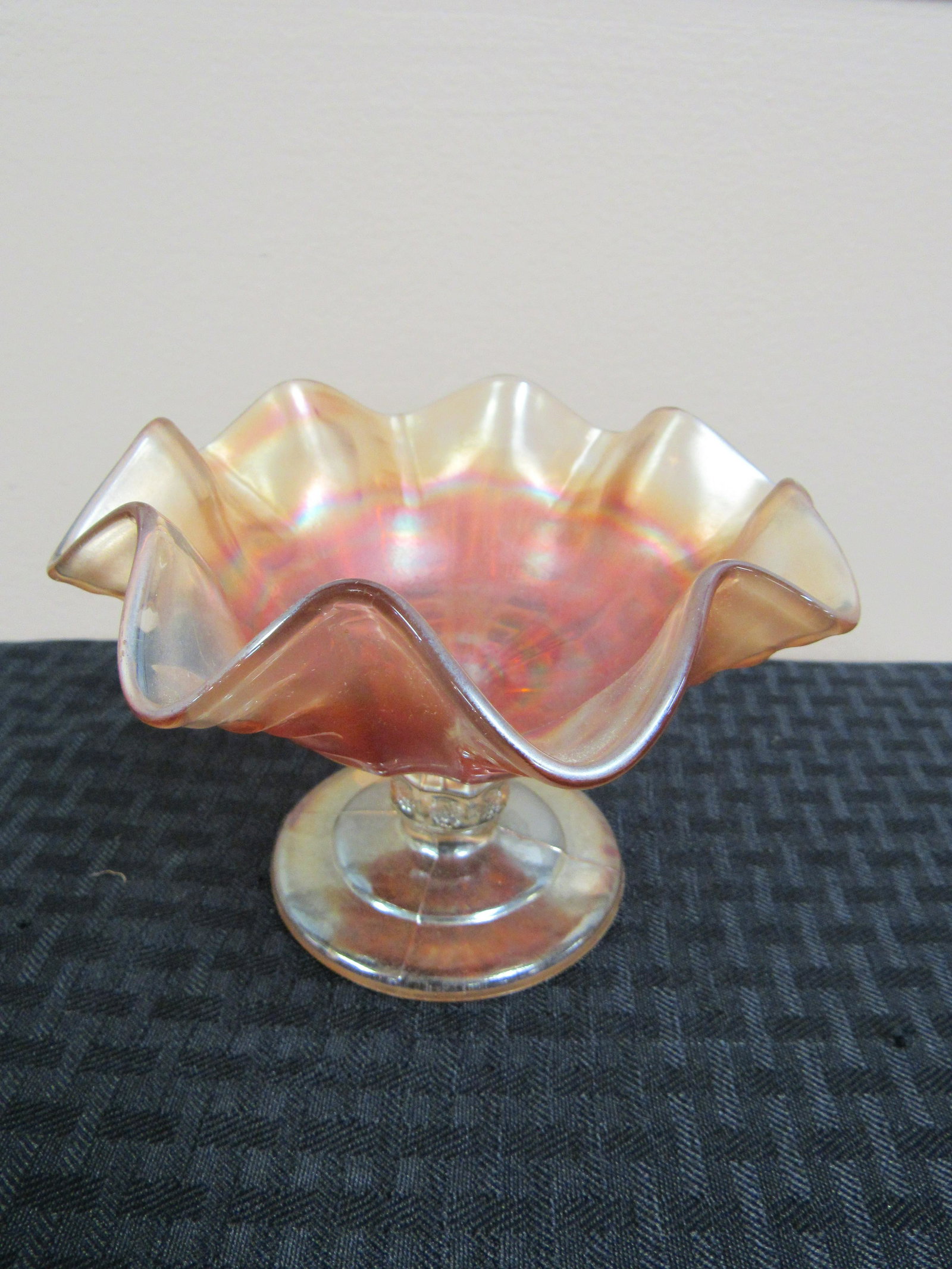 Early Carnival Glass Compote: Early Carnival Glass Compote. Very good condition. 6" x 4.25"