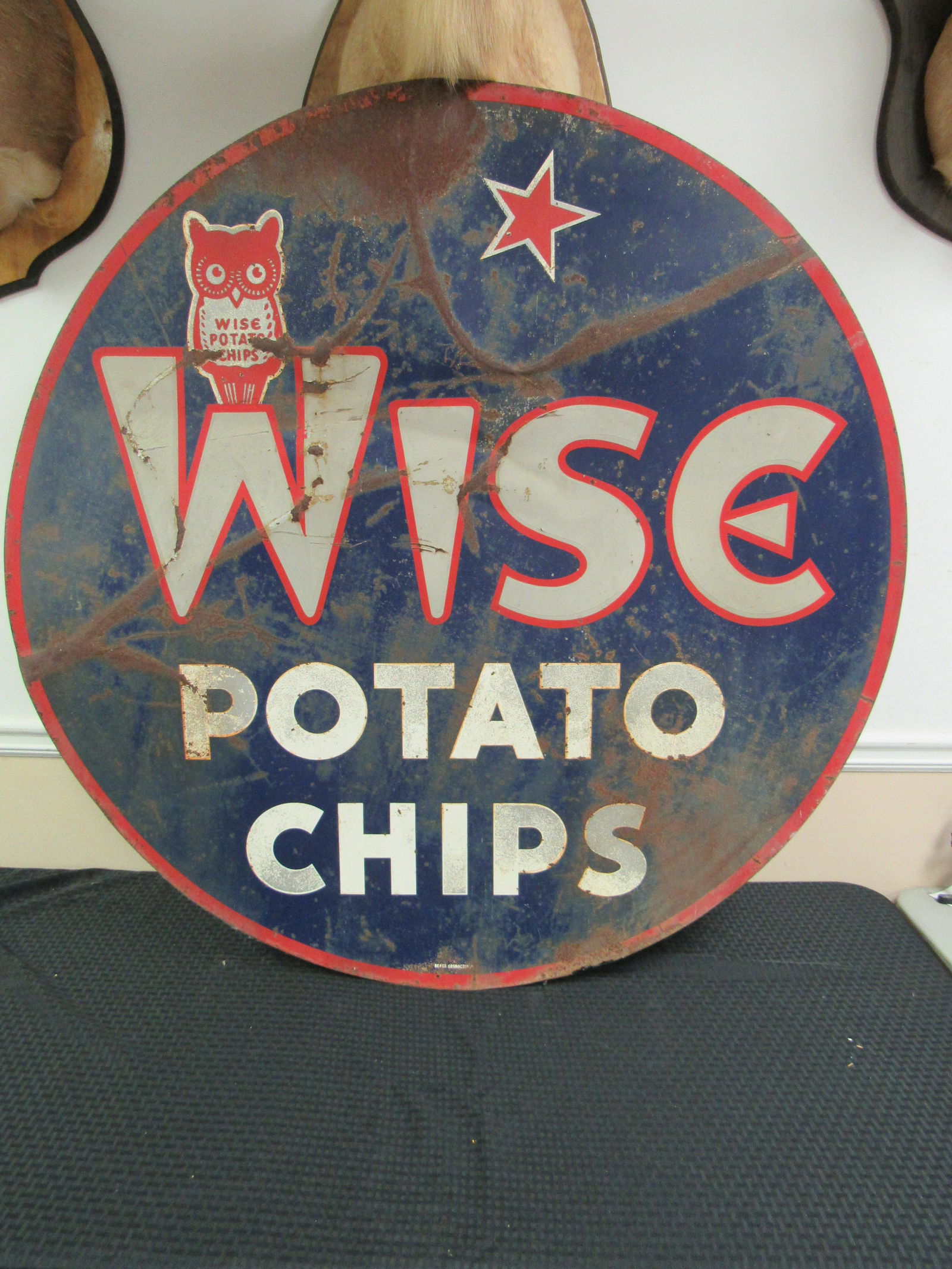 Rare DSPT 46.5" Wise Potato Chip Sign: Rare DSPT 46.5" Wise Potato Chip Sign. 1 side in good to fair condition. Reverse side in poor condition.