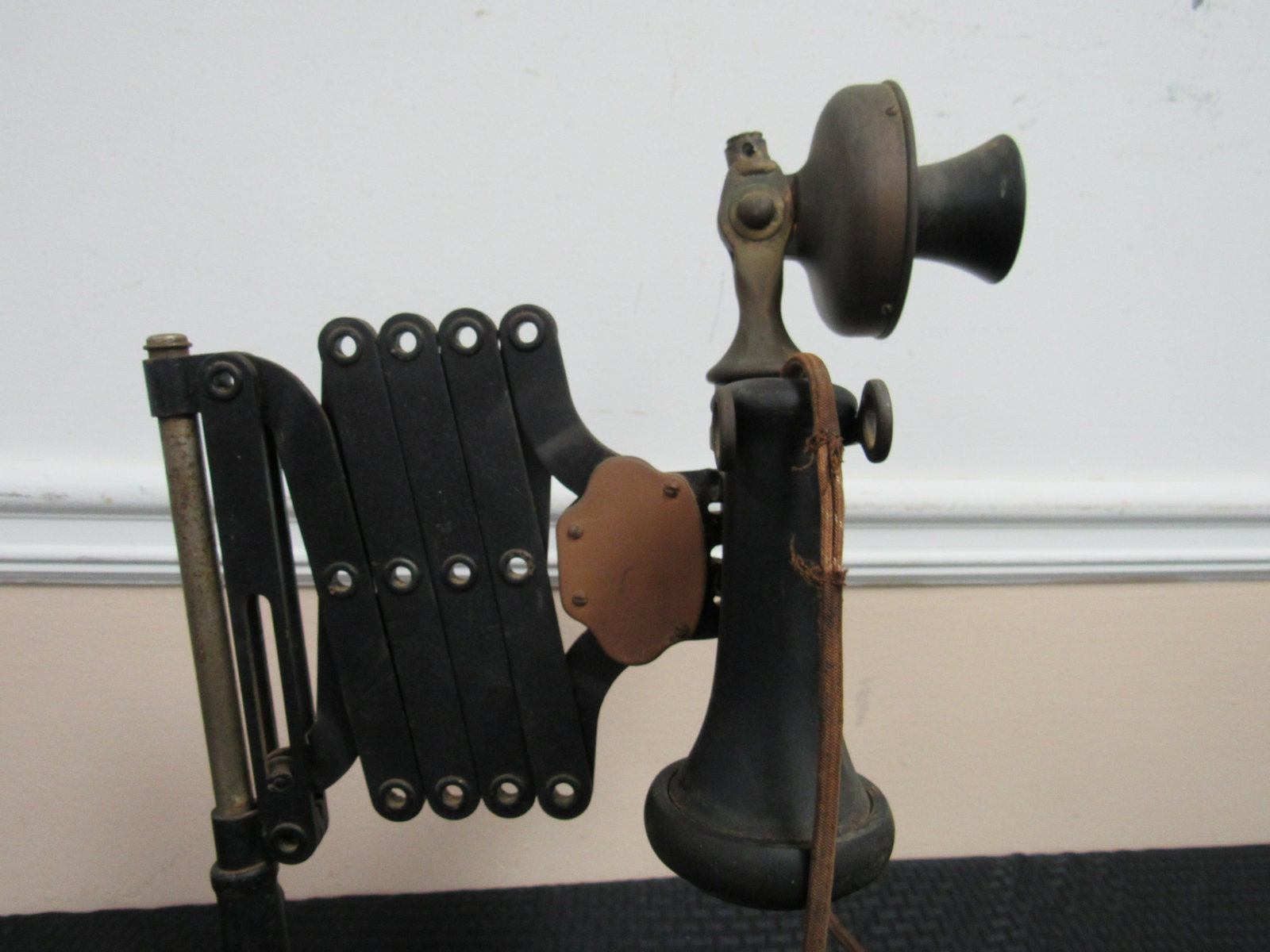 Circa 1904-1913 American Tel & Tel Co. Candlestick: Circa 1904-1913 American Tel & Tel Co. Candlestick Phone on Accordion Stand. Good condition. Phone measures 10", Stand measures closed 14" x 7.5", open 14" x 22.25"