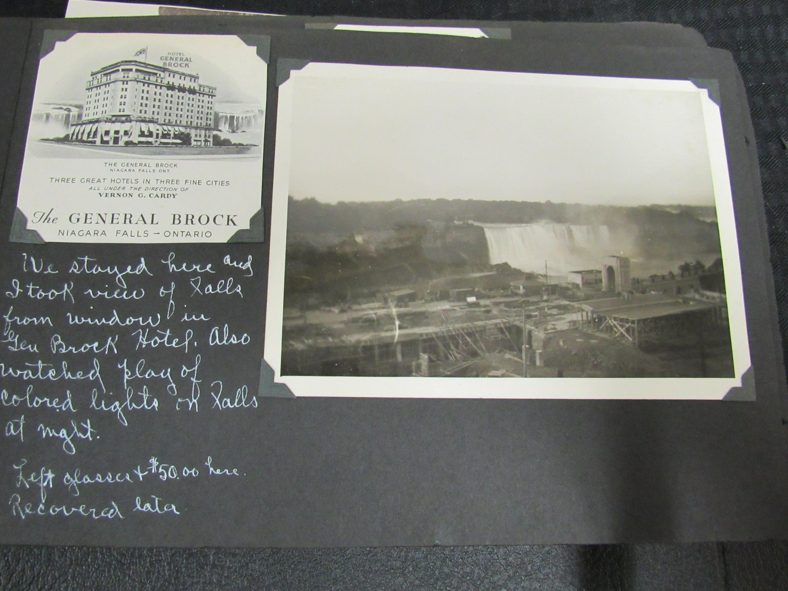 Circa 1938-1942 Scrapbook and Photo Album: Circa 1938-1942 Scrapbook and Photo Album. 100+ pieces ephemera. Album in poor condition. Lot includes: postcards, photo postcards, maps, snapshots. Subject matter includes: Canada, New York, Vermont,