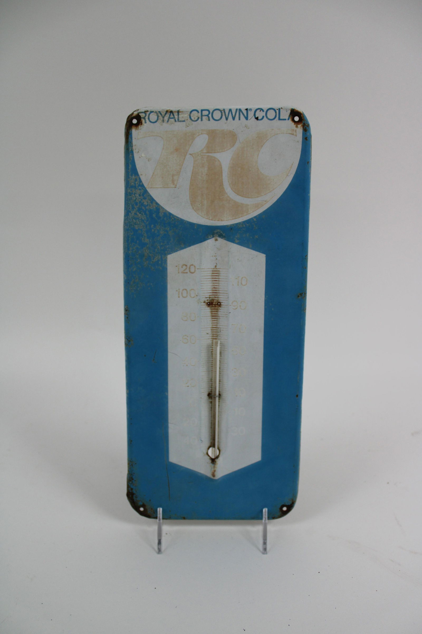 Circa 1950's-1960's 13.5" x 6" SSPT RC Thermometer.: Circa 1950's-1960's 13.5" x 6" SSPT RC Thermometer. Overall fair condition. Glass is broken and faded throughout, as photographed. 4.5/10
