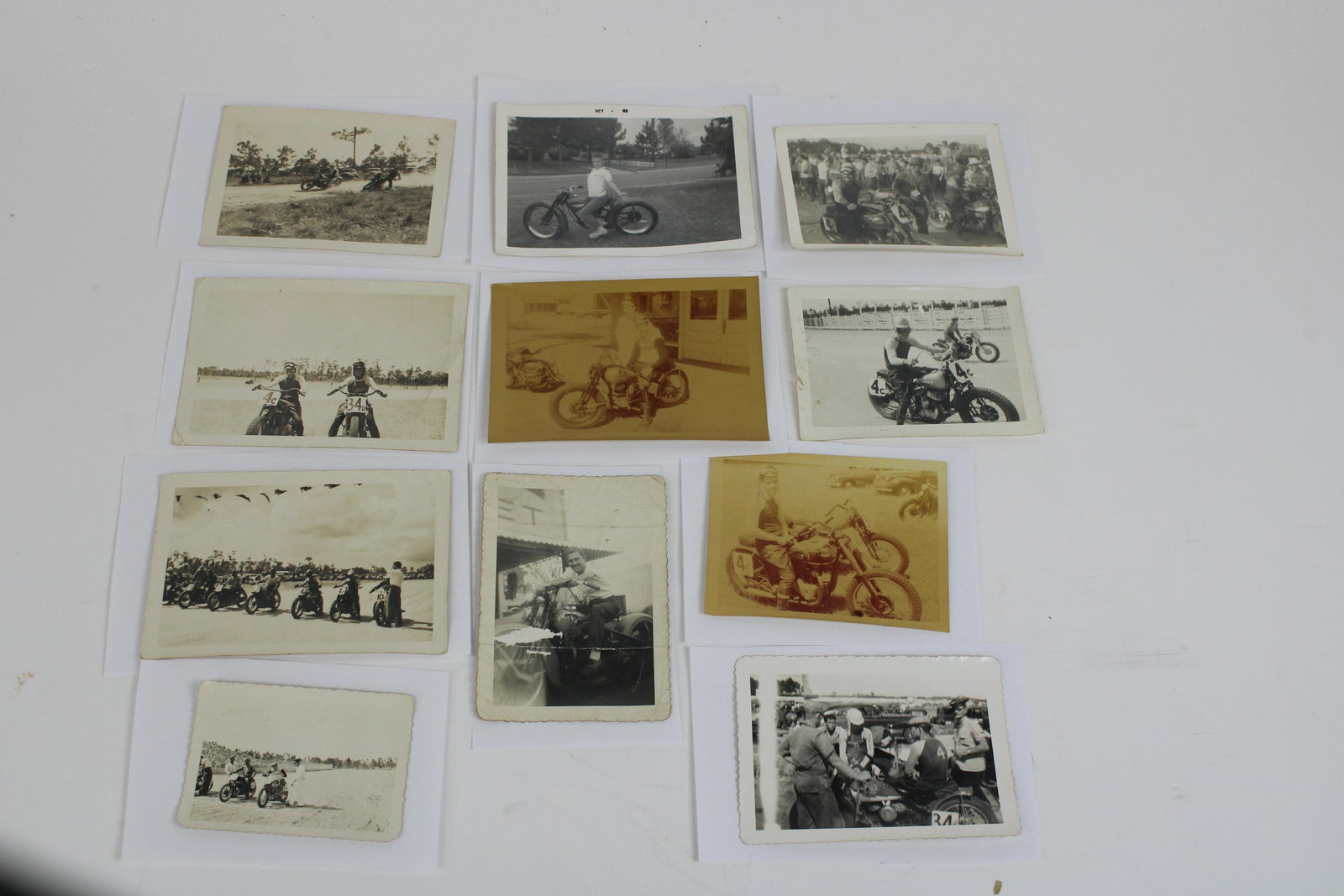 1955-1960 Group of 11 Vintage Motorcycle Photos.: 1955-1960 Group of 11 Vintage Motorcycle Photos. Racing bikes, etc. Postcard and smaller images.