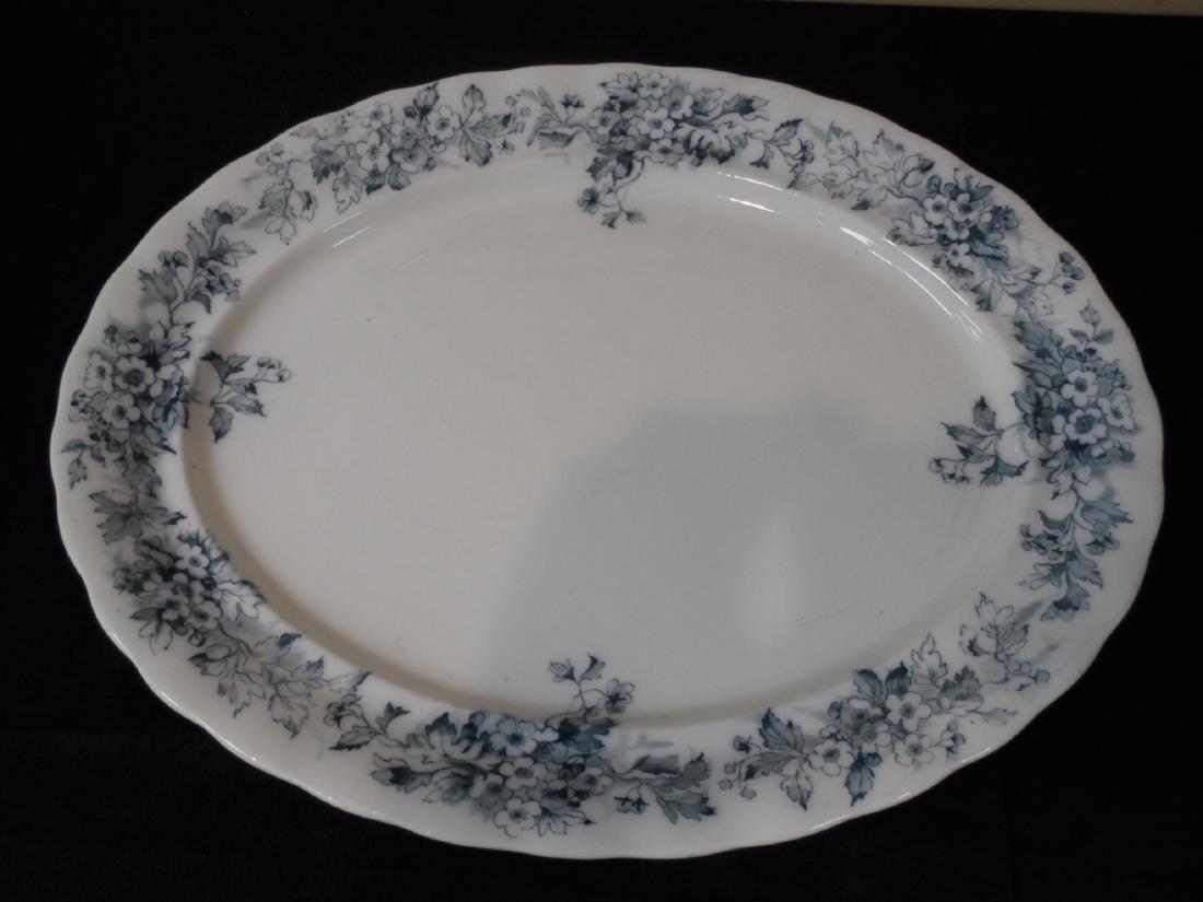 Antique Flow Blue Serving Platter: Antique Flow Blue Serving Platter, maker's mark Furnivals, Pattern May, excellent condition, no damage, measures 18" x 14"
