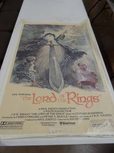 Original 1978 J.R.R. Tolkien's The Lord of the Rings: Original 1978 J.R.R. Tolkien's The Lord of the Rings Theatrical Poster, Poster Code 780108, 41 inches long 27 inches wide, Avg Condition some water damage at bottom, fading,