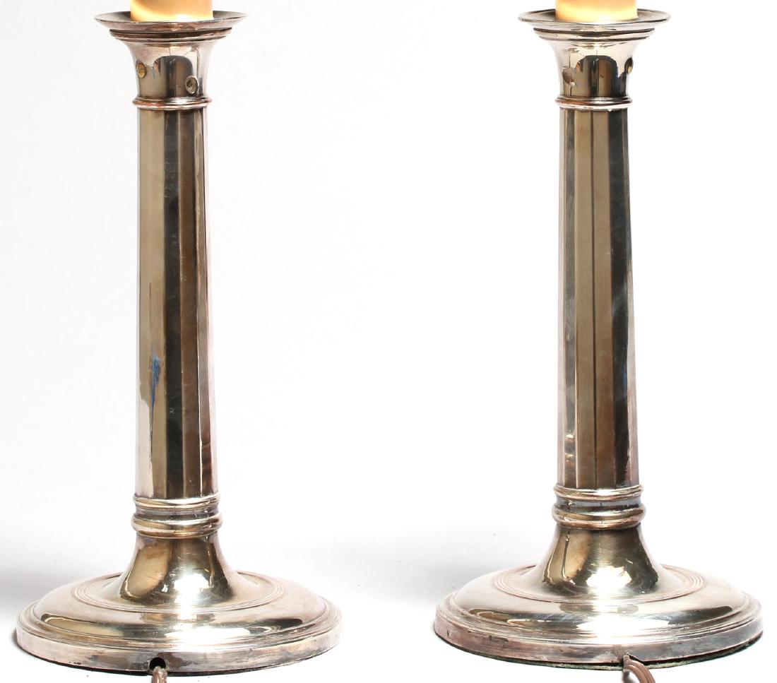 Pair of Vintage Silver-Plate Candlestick Lamps (1 of 4)