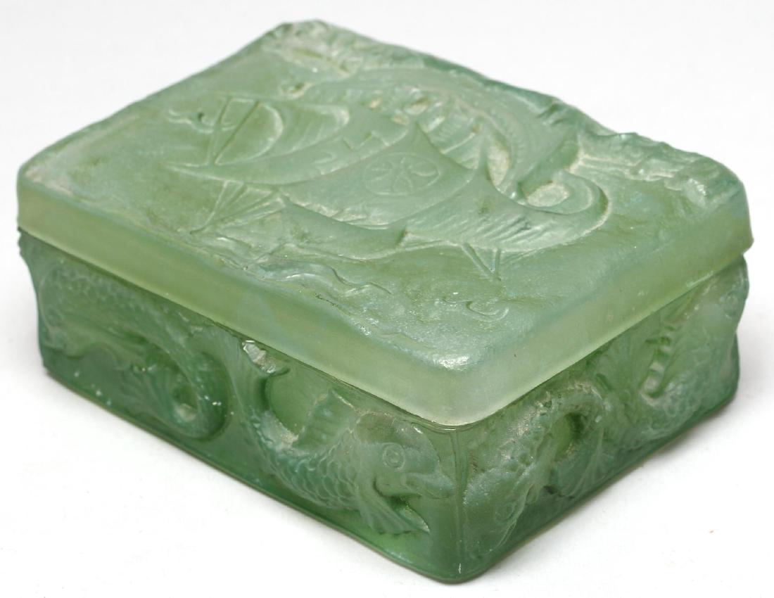 Molded Green Glass Trinket Box (1 of 5)