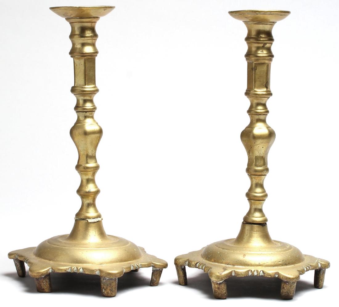 Pair of Antique Indian Brass Candlesticks (1 of 3)