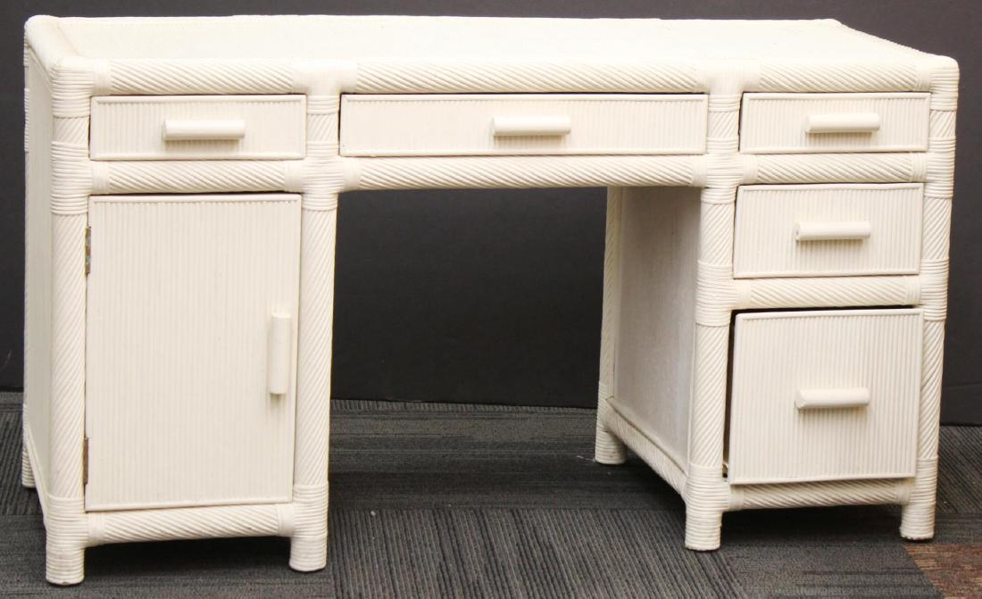 White-Painted Wicker Writing Desk (1 of 4)