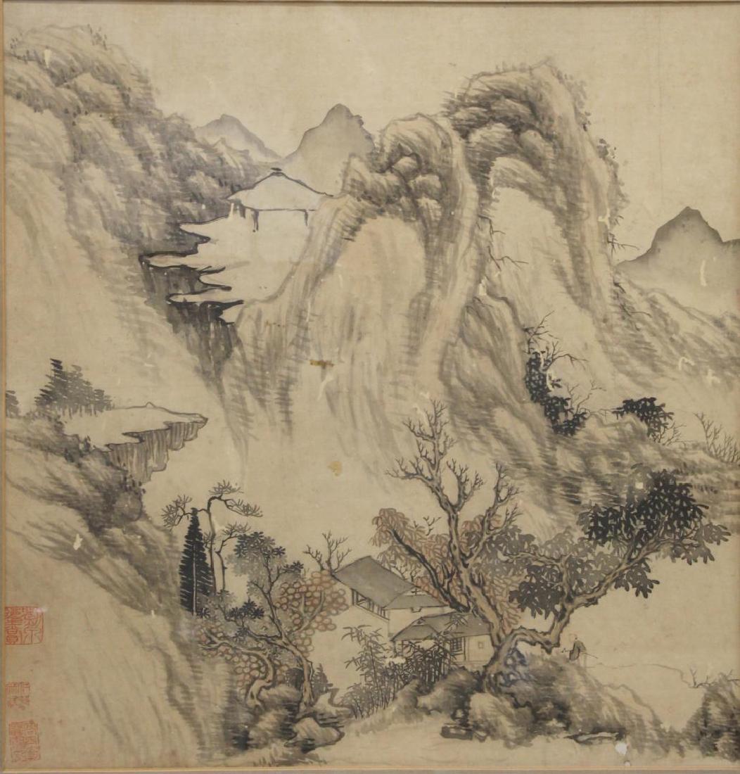 Vintage Chinese Inks on Silk Landscape Painting (1 of 4)